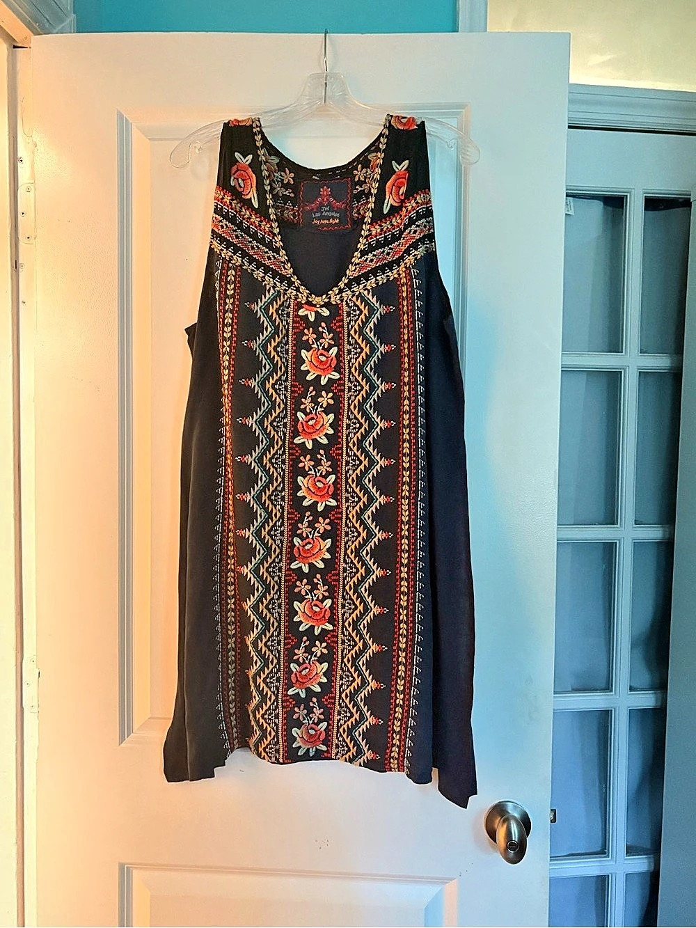 Johnny Was Embroidered Floral Tunic/Dress in Black & Red Like New
